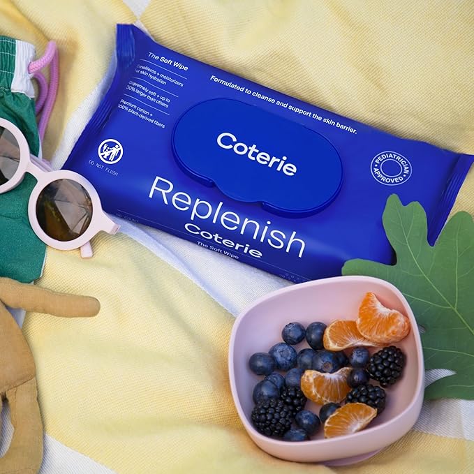 Coterie Baby Soft Wipe for Sensitive Skin, Hydrating Moisturizers and Emollients, Made with Cotton, Plant-Based & Plastic-Free Fibers, Hypoallergenic, Clean Gentle Baby Essentials, 16 Pack, 896 Count