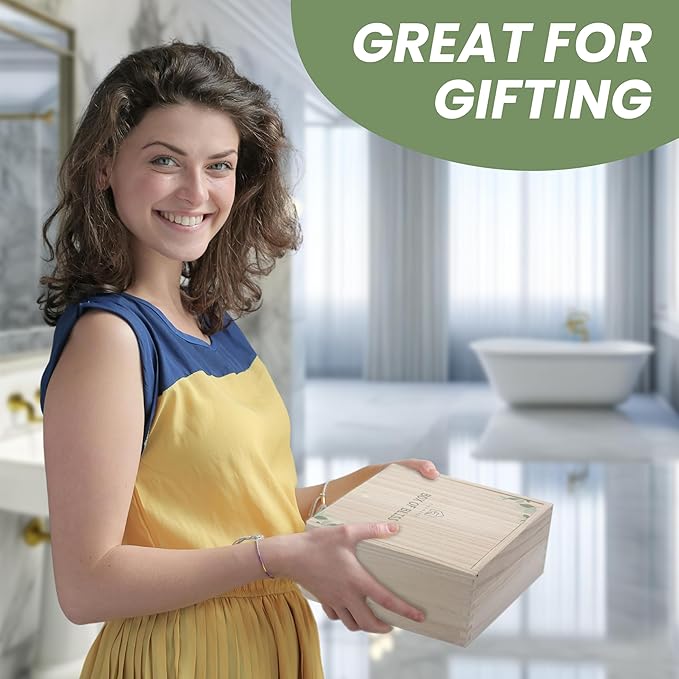 Birthday Gifts for Woman, Get Well Soon Gift Baskets for Women, Relaxing gifts for Women, Self Care Gifts, Spa kit for Woman, Wooden Box, Green Gifts for Wife, Girlfriend