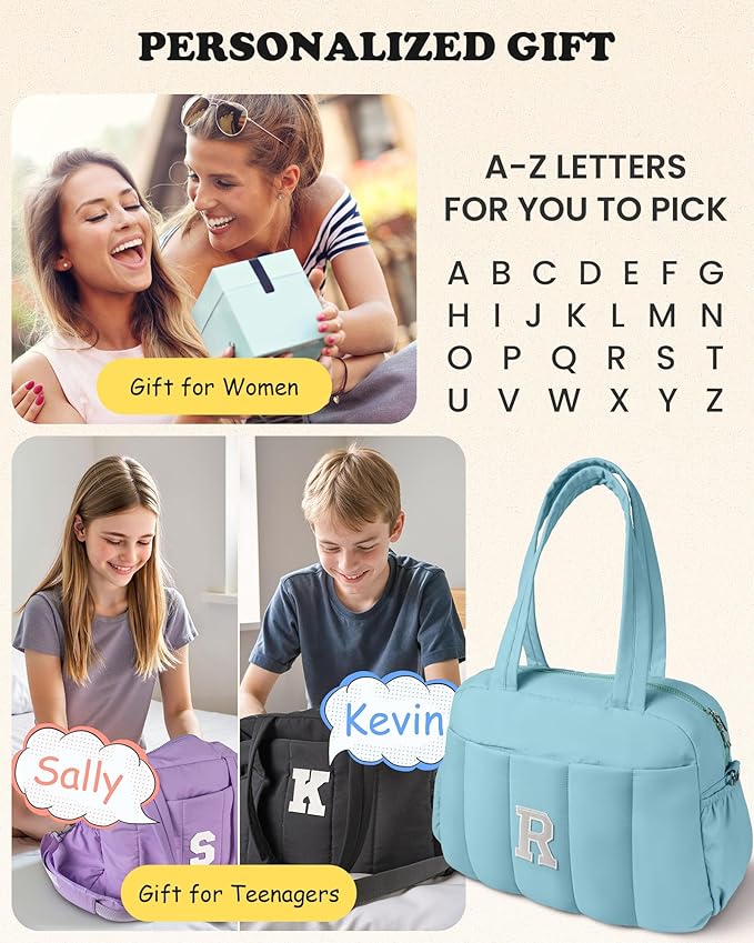 Christmas Gifts-Duffle Bag, Weekender Bags for Girl,Travel Essentials for Women-Initial Overnight Bag with Wet Pocket,Monogrammed Gift- Personalized Gymnastics bag with Makeup Pouch