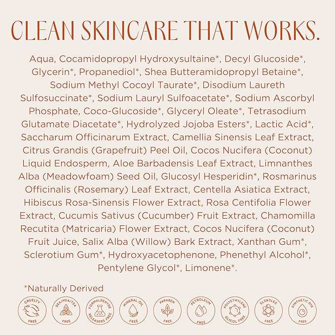 InstaNatural Vitamin C Cleanser | All Natural Face Wash, Brightens Skin, Good for Uneven Texture, USA Made with Coconut Water and Aloe Vera, 6.7 FL Oz