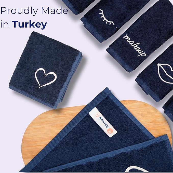 Makeup Washcloths for Face, 5-Pack Face Towels Reusable, 11.5 x 11.5, Gift-Ready Box, Viscose from Bamboo & Turkish Cotton