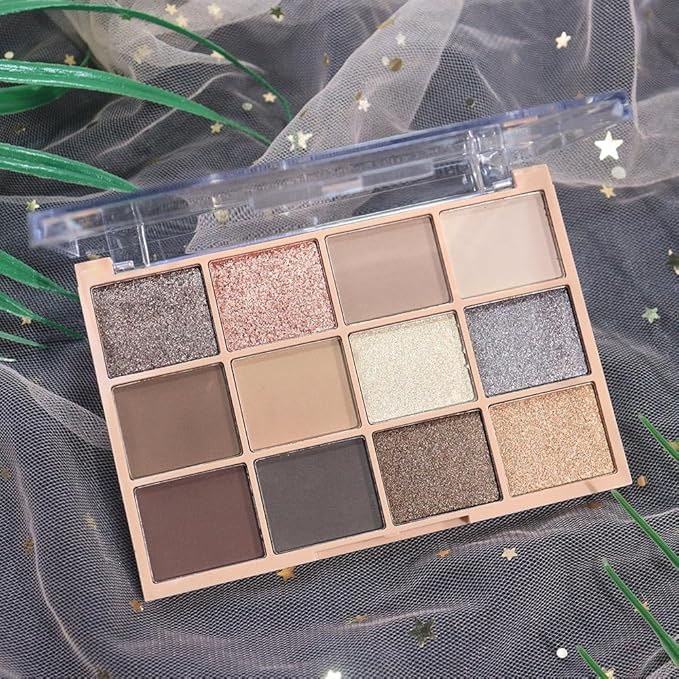 Neutral Smokey Eye Shadow Palette,Nude Silver Gray Black Cream Eyeshadow Palette,Make Up Pallets for Women Natural Eyeshadow for Eyes Long Lasting Naturing-Looking