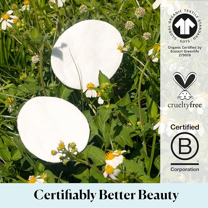Sky Organics Organic Large Oval Cotton Pads, 100% Pure Organic Cotton, GOTS Certified Cotton, 240 Count, Dual Textured Design, for Makeup Removal, Cleansing, Toner Application