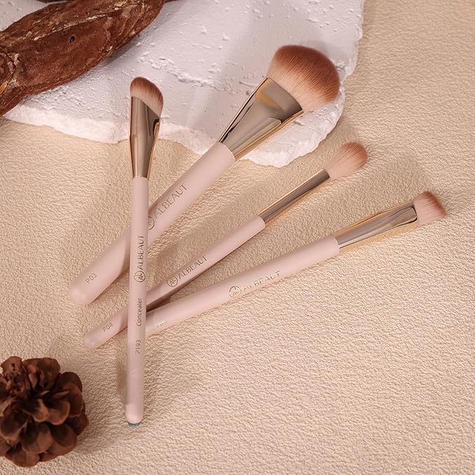 Small Angled Concealer Brush For Under Eye Brightening, Precision Face Makeup Brush (193 concealer brush-Pink)