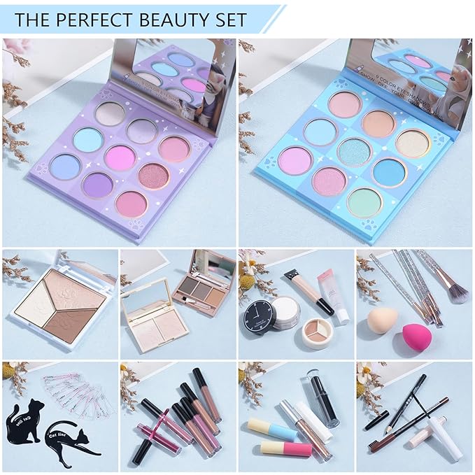 Makeup Kits For Girls Teens, Makeup Gift Set For Women with Eyeshadow Palettes, Brushes, Lip Gloss, Travel Make up Starter Kit For Beginners (C0912)