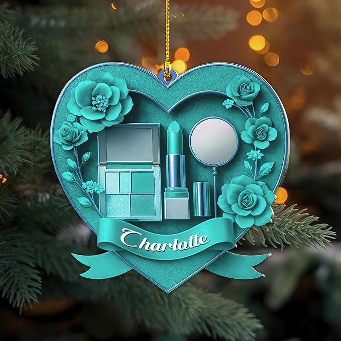 Personalized Makeup Tools Christmas Ornament 2025, Makeup Box Christmas Ornament Gift for Makeup Artist, Christmas Tree Decor for Makeup Shop, Gift for New Makeup Coworkers (Makeup 11)