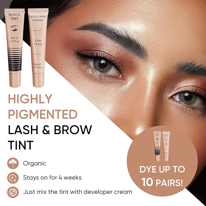 Lash Color Kit - Instant Eyelash Color Black Brow Color with Natural Effects, Safe & Easy to Use 8ml