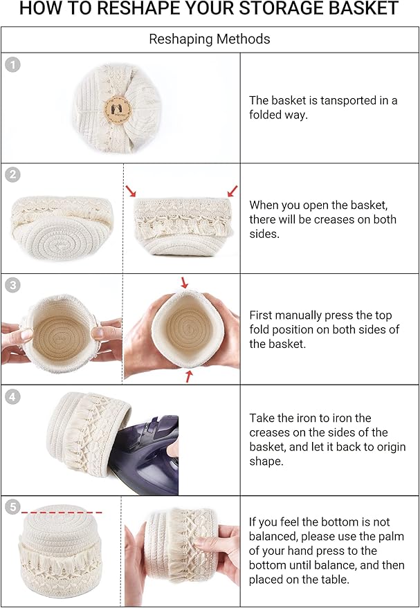 Mkono Macrame Makeup Brush Holder Organizer Comb Brushes Mini Storage Basket Set of 2 Boho Decor Baskets for Pen Pencil Box Container,Yellow and White