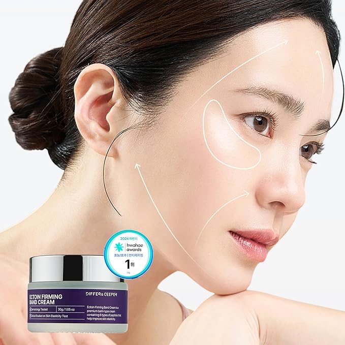 Differ & Deeper Ectoin Firming Band Cream – Wrinkle Care & Lifting Cream with Ectoin Complex, 6 Peptides & Heating System for Hydration, Elasticity & Firm Skin – Korean Skincare