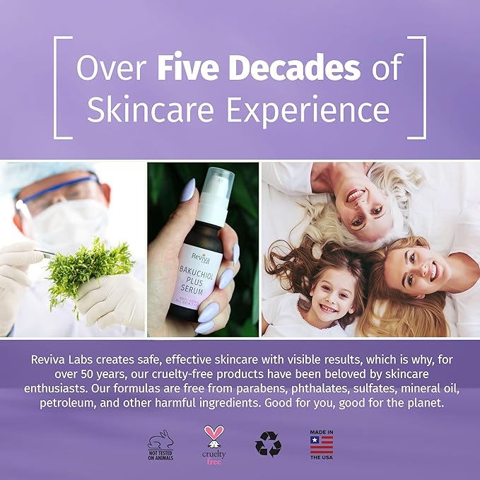 Reviva Labs Bakuchiol Serum – Natural Retinol Alternative Serum for Face with Alfalfa & Artichoke Extract – Hydrating Vegan Formula for Smoother, Firmer, Radiant-Looking Skin – 1 Fl Oz