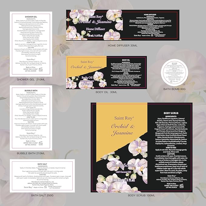 Mother's Day Gift for Mom Bath and Body Gift Basket Orchid & Jasmine Spa Gift Baskets for Women Fragrant Body Lotions, Bath Bomb, Home Spa Gift Basket Rich in Jojoba oil & Shea Butter, Bath Kit Sets