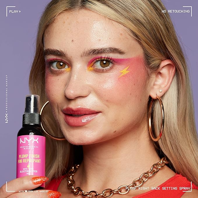 NYX PROFESSIONAL MAKEUP Makeup Setting Spray - Plump Finish, Long-Lasting Face Mist with Vitamins and Electrolytes, Vegan Formula