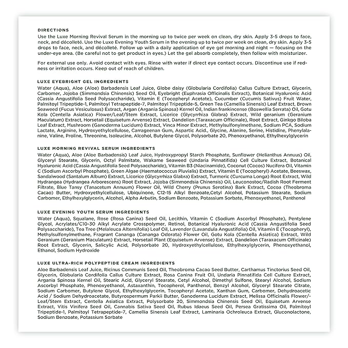 Tree of Life Beauty Ultimate Skin Care Set, Brightening, Firming, Hydrating, Moisturizing, Brightening, Complete Face Care Regimen - Evening Youth Serum and Cream 4 Pack