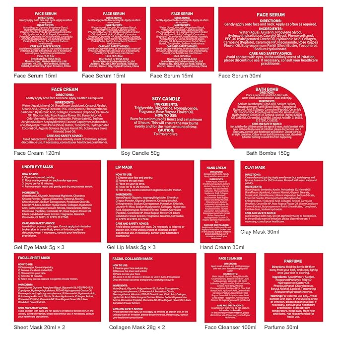 Christmas Gifts for Women, 33 Pcs Rose Facial Skin Care Set, Bath & Body Spa Set, Hydrogel Mask, Makeup Bag, Face Serum, Necklace, Parfume, Bath Bomb, Mother Day, Valentine's, Birthday,Baby Shower