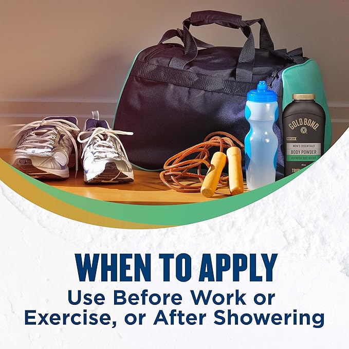 Gold Bond Men's Essentials Talc-Free Body Powder, 10 oz., Refresh 360 Scent, Wetness Protection (Pack of 2)