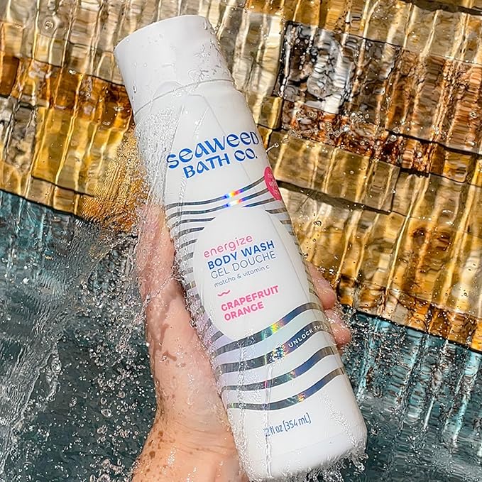 Seaweed Bath Co. Energize Body Wash, Grapefruit Orange Scent, 12 Ounce, Shower Gel for Men & Women, Vegan, Paraben Free, Sulfate Free, Cruelty Free