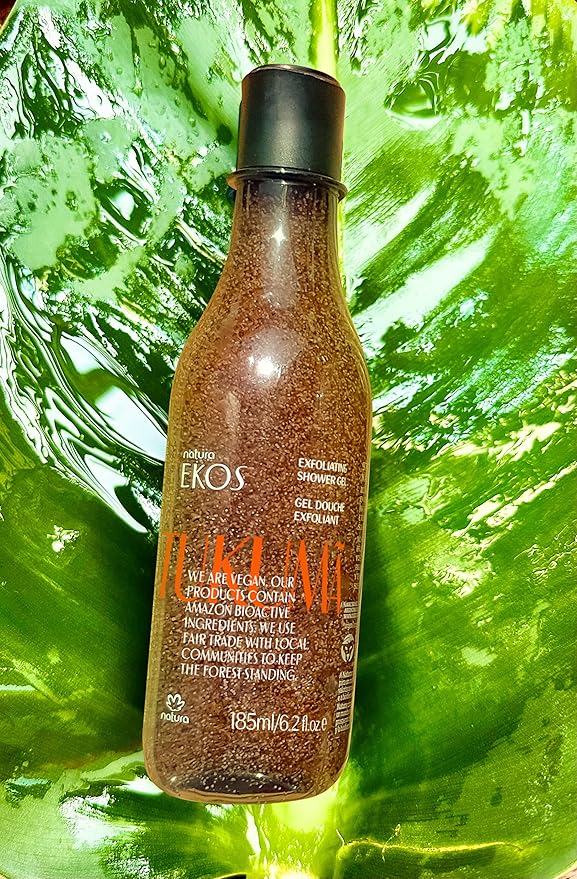 Natura - Ekos Tukumã Replenishing Exfoliating Shower Gel - Natural Exfoliants - 94% Natural - Body Wash - Vegan Skin Care - Brazilian Beauty Secrets - Self Care & Body Care - 6.2 fl oz (185ml)