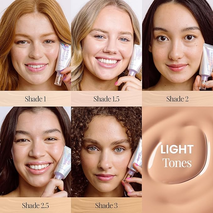 Naked Sundays BeautyScreen™ SPF 50 Mineral Peptide Foundation Tint – Skin Tint & Mineral Sunscreen | Radiant, Buildable Coverage, Acne-Safe, Infused with Peptides (1 Fair Neutral, 1.01 oz)