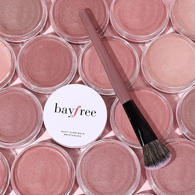 bayfree Multi Cream Blush & Blush Brush Set, Korean Makeup Blush for Cheeks, Multi-Use Face Balm, Lightweight & Hydrating, Blendable Color, Non-Greasy, Soft Bristles for Radiant Finish (Dewy)