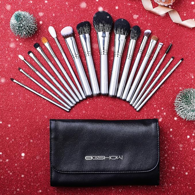 Professional Makeup Brush Set, EIGSHOW High End Makeup Brushes for Foundation Powder Blending Blush Bronzer Eyeliner Eyeshadow with Case (PRO 18pcs Grey)