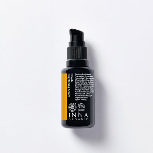 Inna Organic BRIGHTENING SERUM, Luxury Clean Beauty, Certified Organic, 1.0 fl.INNA Organic Brightening Serum, Dark Sport Care, Neroli Essential Oil Infused Skin Care, 1.0 fl.oz