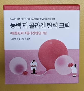 ROUND LAB Camellia Deep Collagen Firming Cream 1.69 Fl Oz, Elasticity-Enhancing Face Moisturizer with Multi-Collagen for Long-lasting Hydration, Smooth and Firm Skin, Pore Tightening, Korean Skincare