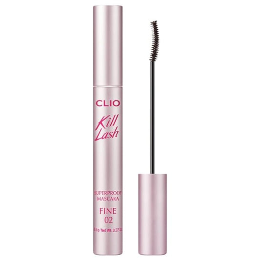 CLIO Kill Lash Superproof Mascara Fine, Waterproof Fixing Mascara, Natural Defining Look, Long-Lasting & Lengthening, Clump & Smudge-Free, for Sensitive Eyes, Korean Makeup Beauty (02 Mousse Brown)