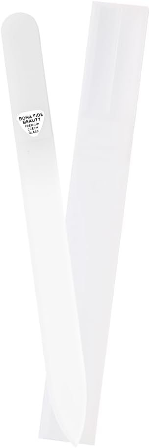 Bona Fide Beauty Czech Glass Nail File (Clear Color) - Crystal Fingernail File for Natural Nails with Clear Hardcase, Gifts for Women