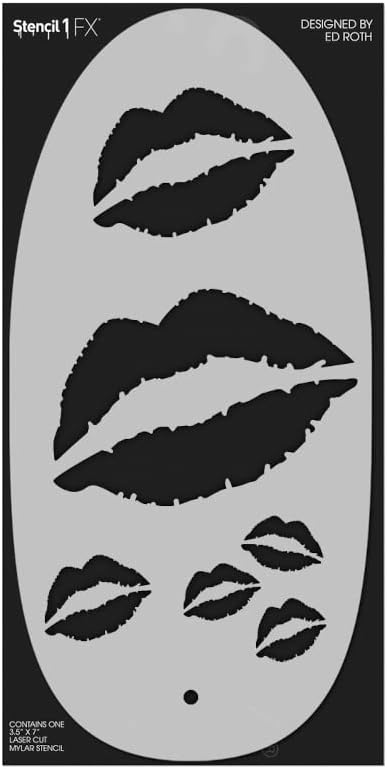 Stencil1FX - Kisses Eye Makeup Stencil for Costumes, Dress Up, Halloween, Cosplay, Arts, Face Painting, Valentine's Day, Pride, Love