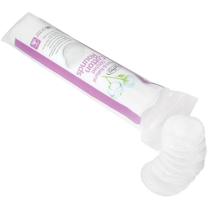 ForPro Pure & Natural Stitched Cotton Rounds for Face (400-Count), 100% Pure Cotton Makeup Remover Pads, Hypoallergenic, Lint-Free, Vegan & Cruelty-Free, Pack of 48-100 Cotton Pads