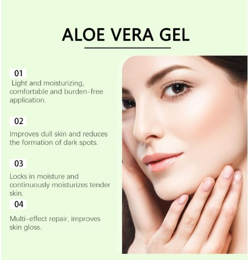 Aloe Vera Gel for Face and Body, Soothing & Moisturizing Gel with Carbomer, Repairs Dry Skin, Brightens Skin Tone, Daily Use for All Skin Types（130ml