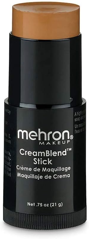 Mehron Makeup CreamBlend Stick | Face Paint, Body Paint, & Foundation Cream Makeup | Body Paint Stick Perfect for Halloween .75 oz (21 g) (Medium Dark 1)