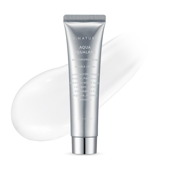 S. Nature AQUA SQUALANE MOISTURIZING CREAM | Face Moisturizer for Dry and Sensitive Skin, Vegetable Squalane 150,00ppm, Long-lasting Hydration, Pore Care Cream, Korean Skin Care (2.7 Fl Oz, 80ml)
