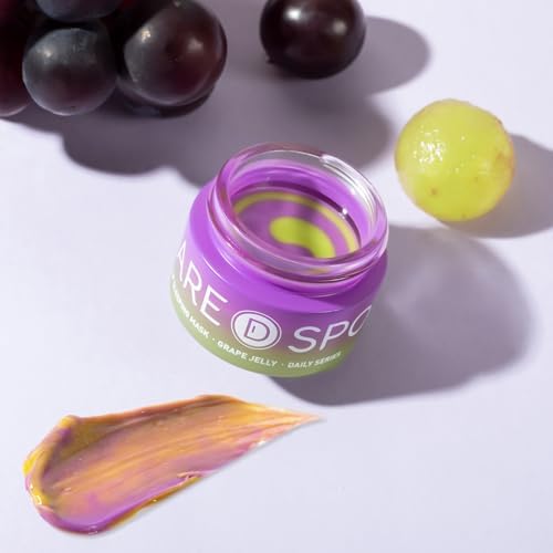 Dual-Color Sleeping Lip Mask Grape Jelly: Nourish, Hydrate & Repair for Dry Cracked Lips, VITIS VINIFERA (GRAPE) SEED OIL Treatment, Softer, Nourish and Eejuvenates Lips Overnight - 0.42 Fl Oz