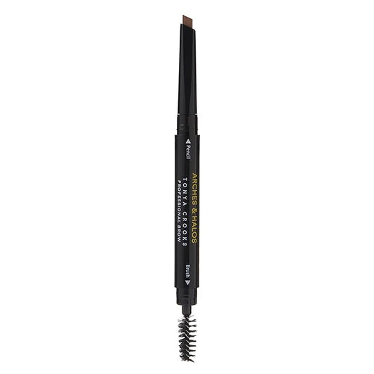 Arches & Halos Angled Brow Shading Pencil - Dual Ended Pencil and Brush with Highly Pigmented Color - Define, Detail and Build Brows - Vegan and Cruelty Free Makeup - Sunny Blonde, 0.012 oz