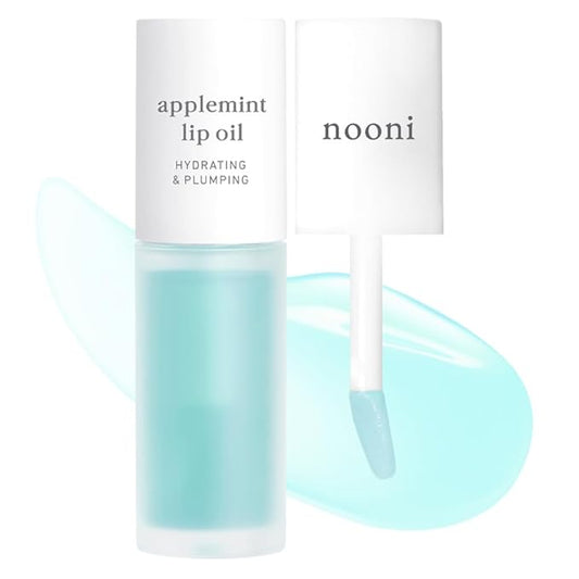 NOONI Korean Lip Oil - Applemint | Long-Lasting, Moisturizing, Plumping, Revitalizing for Dry Lips, Waterproof, No Peel Off, Hydrating, Nourishing Crystal Clear, 0.12 FL Oz