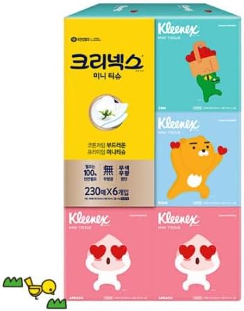 [KOTASTIC] Kawaii Pocket Tissues Travel Packs - Cute Facial Tissues for Camping, Car, and Purse Essentials 1,380 Count (6 Packs of 230)