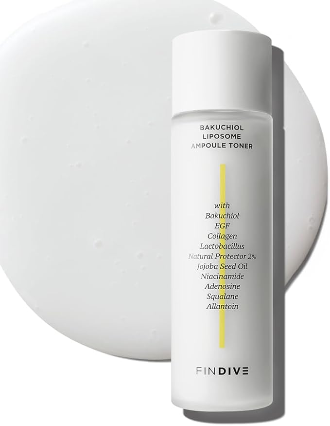 [FINDIVE Official] Bakuchiol Liposome Ampoule Toner, Bakuchiol, Plan-Based Retinal Alternative, Liposomal Squalane1%, Allantoin, Anti Wrinkle Toner, 5.07fl.oz