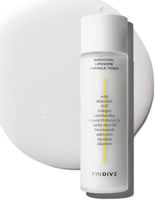 [FINDIVE Official] Bakuchiol Liposome Ampoule Toner, Bakuchiol, Plan-Based Retinal Alternative, Liposomal Squalane1%, Allantoin, Anti Wrinkle Toner, 5.07fl.oz