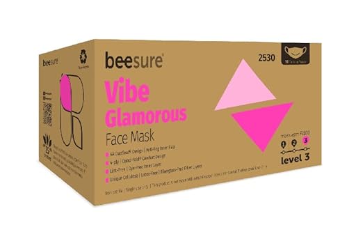BeeSure - BE2530case Vibe Face Masks, Glamorous Pink (Pack of 400)