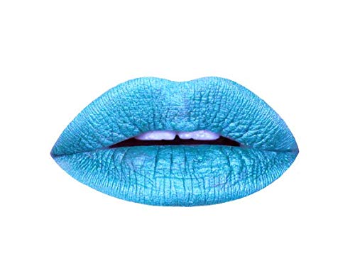Aromi Bright Blue Metallic Liquid Lipstick | Sparkly, Sky Lip Color with Shimmery Finish, Vegan Makeup, Cruelty-free, Long-lasting (Snow Queen)
