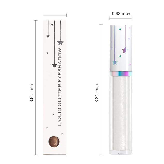 evpct Liquid Shimmery Glitter Eyeshadow Eyeliner, High Pigment Colored Metallic Eyeshadow Stick Eyeliner, Waterproof Long Lasting Sparkle Eye Makeup Set for Women, 02# white