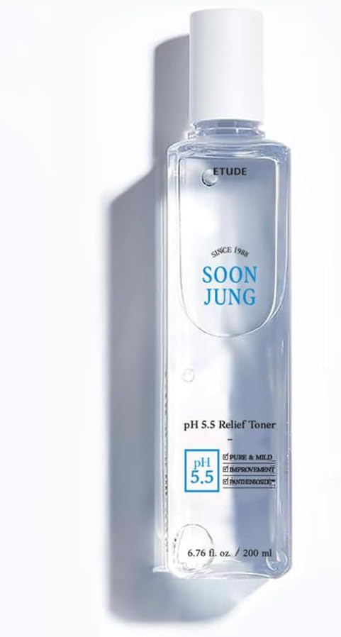 ETUDE Soonjung pH5.5 Relief Toner 200ml (New Version) | Skin Care Solution | Low PH Toner for Sensitive Skin | Non-Comedogenic, Hypoallergenic & Fragrance Free Moisturizer for Face