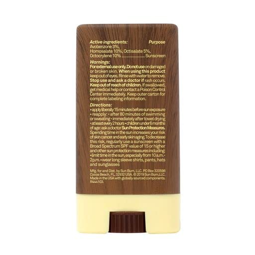 Sun Bum Original SPF 30 Face Stick Sunscreen - Water-Resistant Broad Spectrum Facial Sunscreen with Vitamin E - Hawaii 104 Act Compliant (Without Octinoxate & Oxybenzone) - Travel Friendly - 0.45 oz