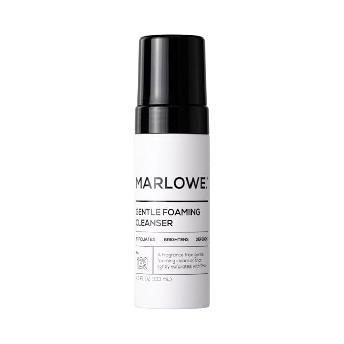 MARLOWE. No. 129 Gentle Foaming Facial Cleanser 4.5 Oz, Exfoliating, Brightening & Protective Daily Mens Face Wash with PHA, Natural Green Tea Extracts & Antioxidants, Unscented & Vegan