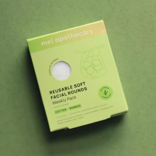Soft Reusable Makeup Remover Pads Weekly Pack - 7 Pack Bamboo Cotton Rounds, Washable & Eco-Friendly, Zero Waste for All Skin Types