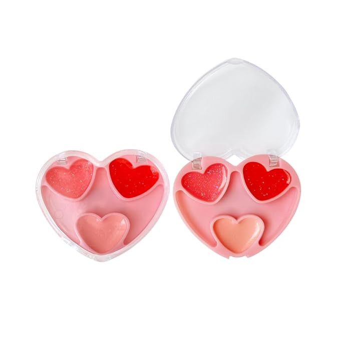 6-in-1 Heart Shine Lip gloss Set - 2 Lip Balms and Make Up Set and Magic Charm Bracelet | Girls Birthday Gift Box with Ice Cream Surprise Non Toxic, Party Favours