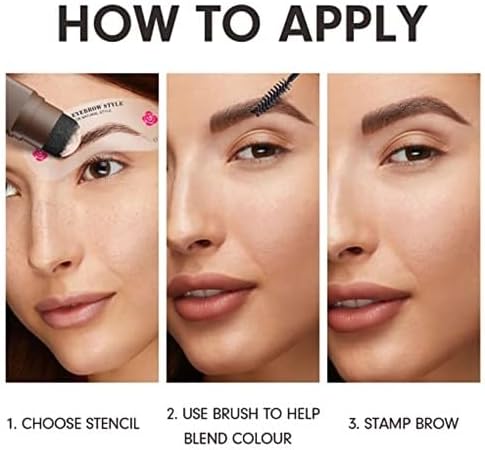 Eyebrow Stamp Stencil Kit - One-Step Eye Brow Stencil Kit with 24 Reusable Thin & Thick Eyebrow Stencils, Long-Lasting Waterproof & Smudge-Proof Brow Stamp Kit for Perfect Eye Makeup (Dark Brown)