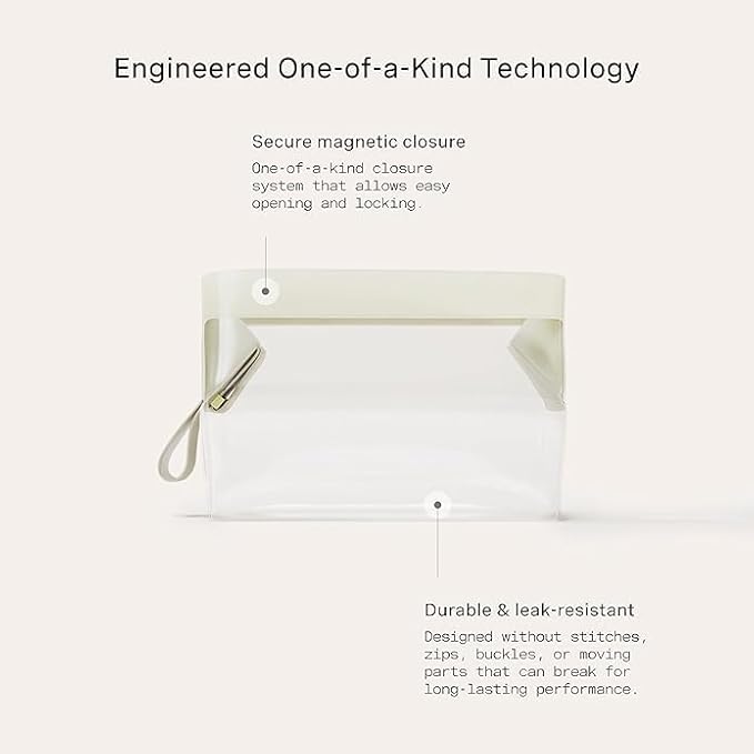 Cadence Parcel - Clear Dopp Kit with Magnetic Closure - Durable and Leak-Resistant Travel Toiletry Kit - TSA-Compliant & Modular Design - Hygiene Bag for Travel Essentials - .5 Qt - Pebble