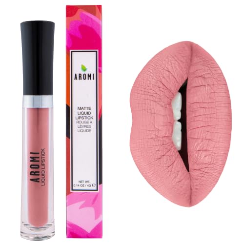 Aromi Matte Liquid Lipstick | Blush Nude, Light, Pale Pink Lip Color, Long-Lasting, Smudge Proof, Vegan, Cruelty-free, Handmade (Blush Nude)